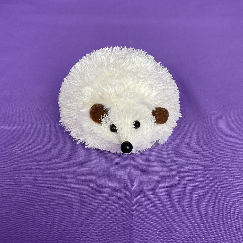 Cute Sisal Hedgehog Shelf Sitter - Rustic White Woodland Animal Accent